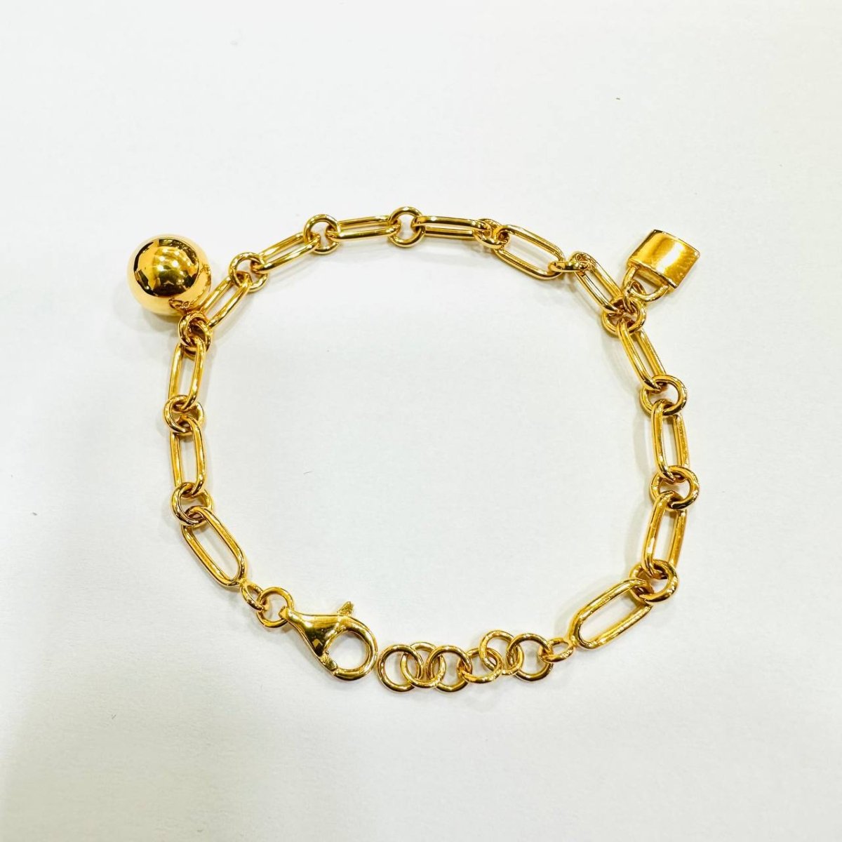 22k / 916 Gold Clip design with Ball and Lock bracelet - Best Gold Shop 22k gold 22k gold bracelet 916 gold 916 gold