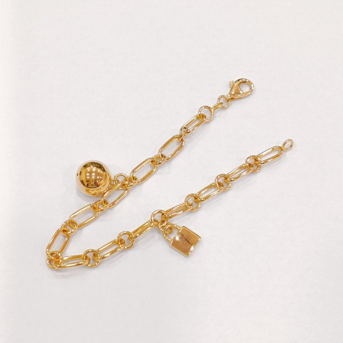 22k / 916 Gold Clip design with Ball and Lock bracelet - Best Gold Shop 22k gold 22k gold bracelet 916 gold 916 gold