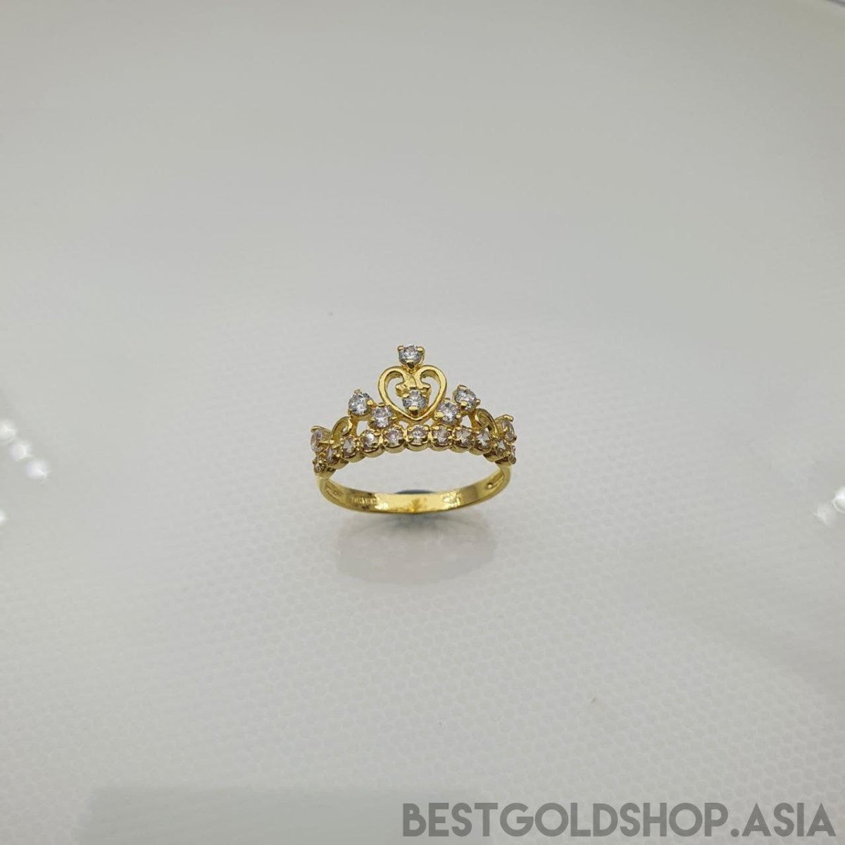 22k / 916 Gold Crown with Crystal Ring V2 - Best Gold Shop 22k gold 22k gold ring 916 gold Rings