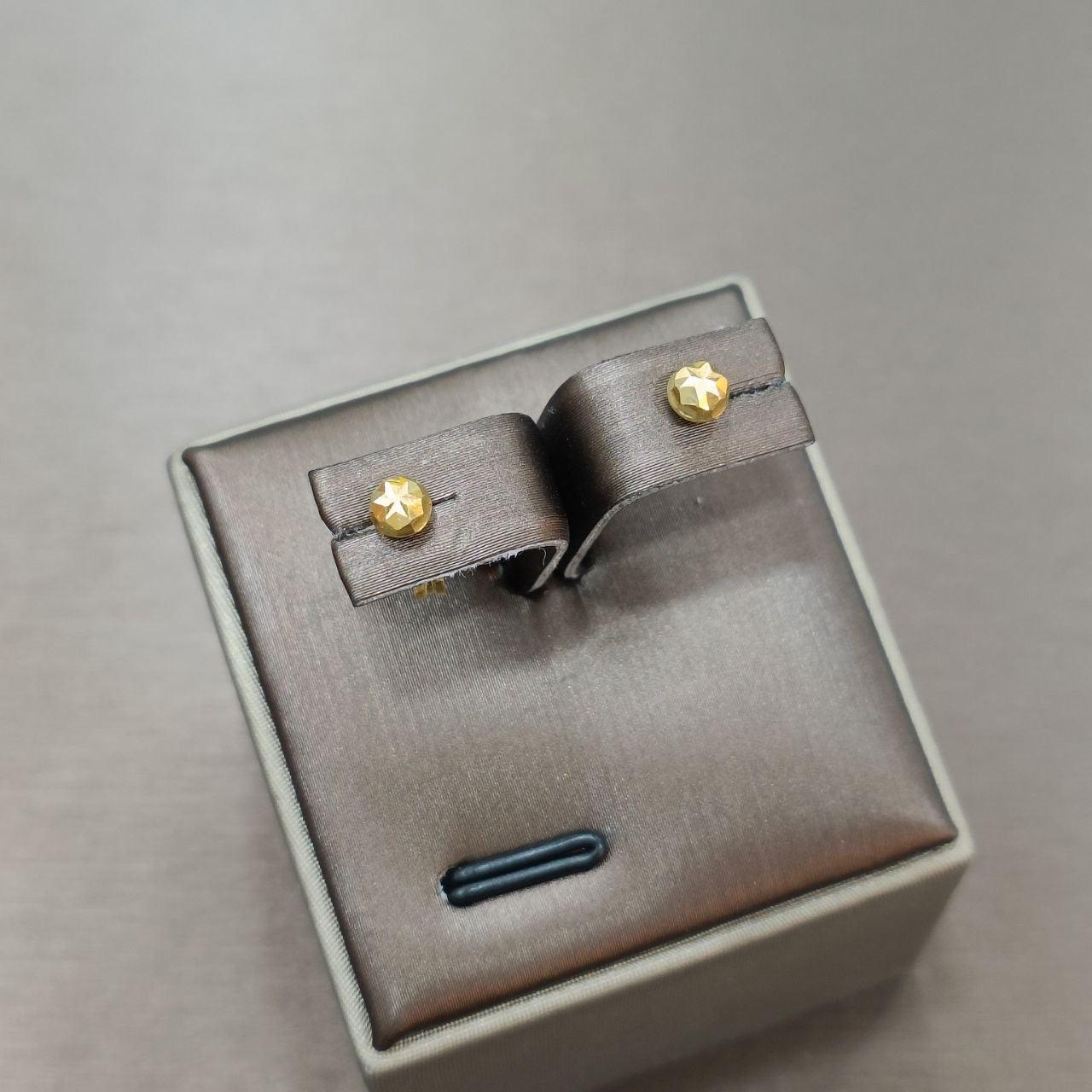 22k / 916 Gold Cutting Ball Stud Earring-916 gold-Best Gold Shop