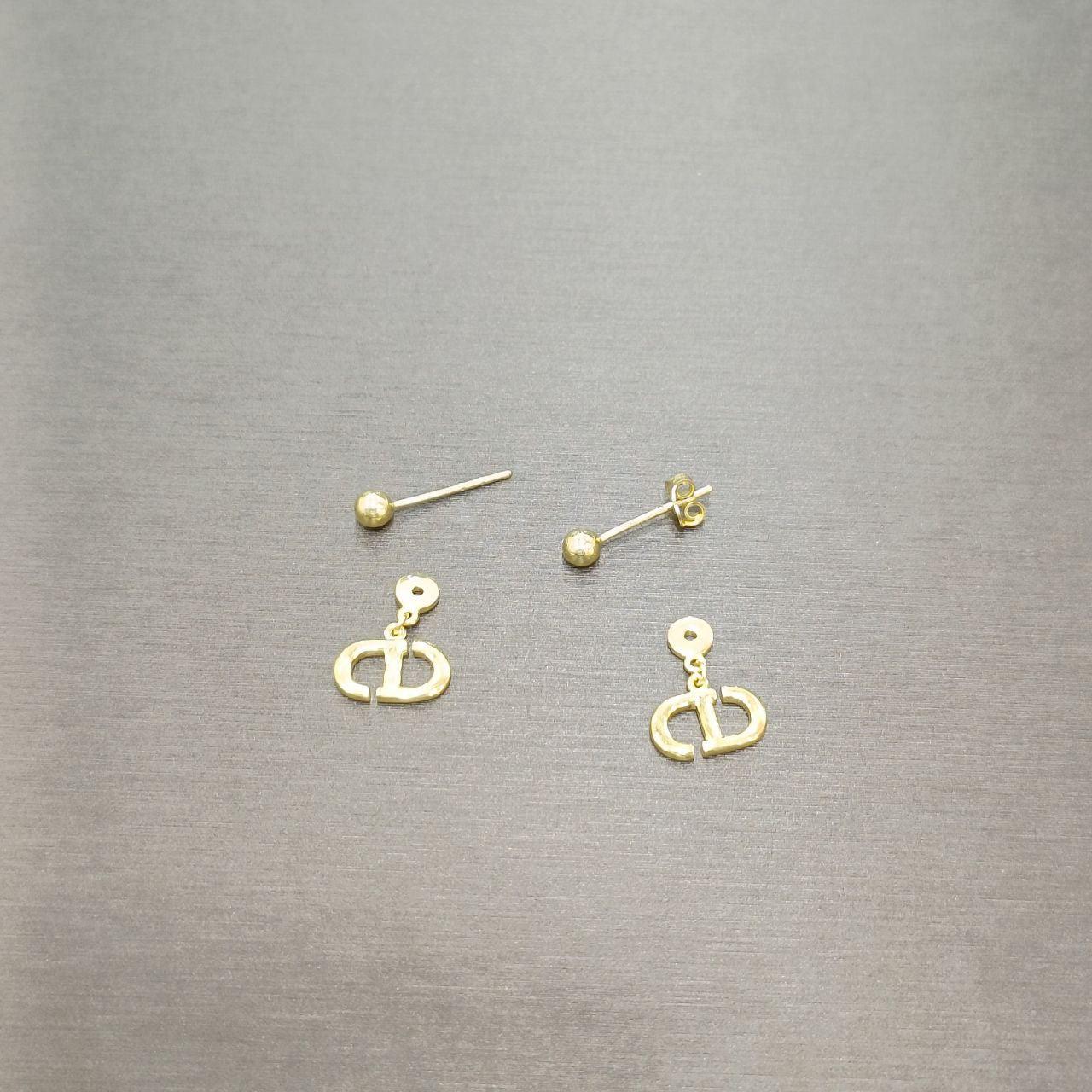 22k / 916 Gold D Design Earring 2 in 1-916 gold-Best Gold Shop