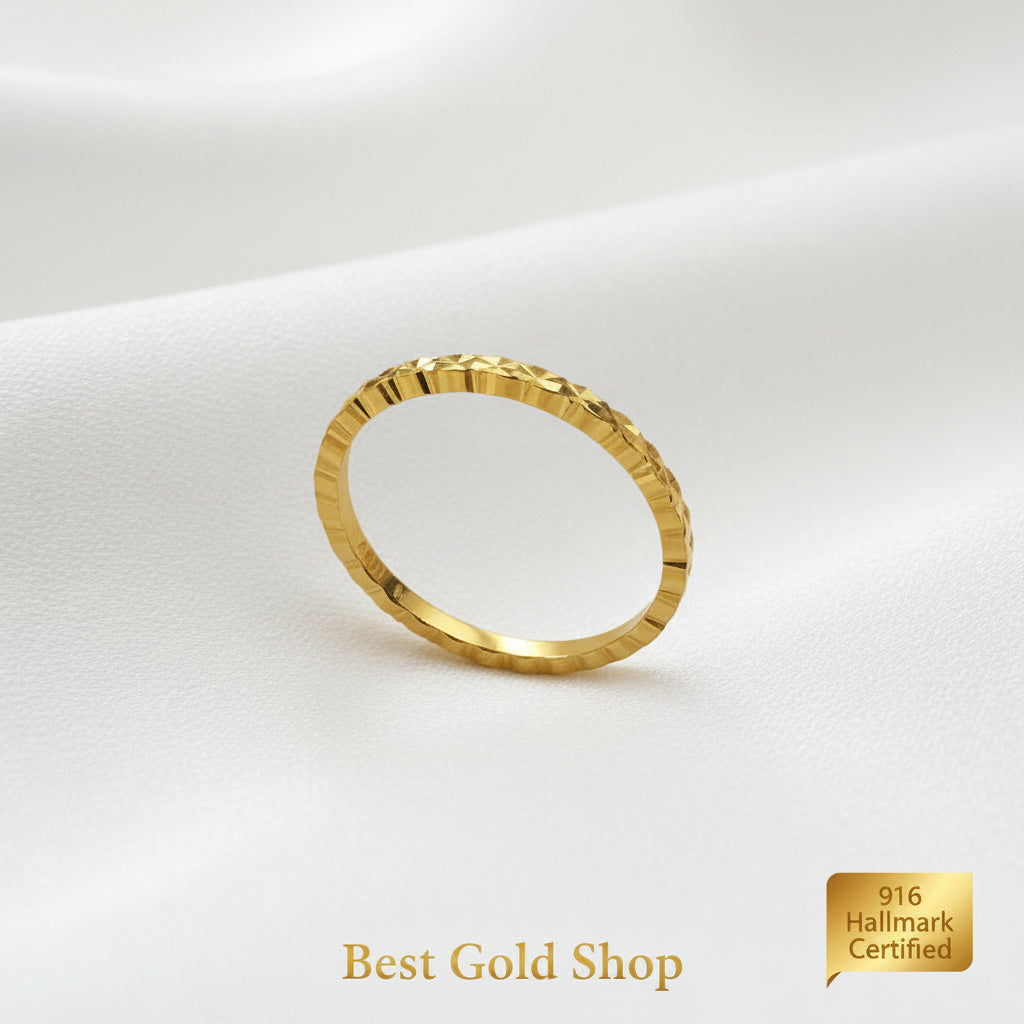 22k / 916 Gold Diamond Cut Pinky Ring simple amd elegant