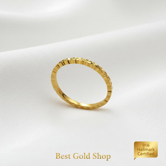 22k / 916 Gold Diamond Cut Pinky Ring simple amd elegant