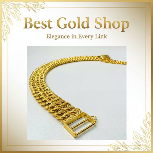 22k / 916 Gold Double Row Fish bone Bracelet with box lock - 22k gold 22k gold bracelet 916 gold Bracelets