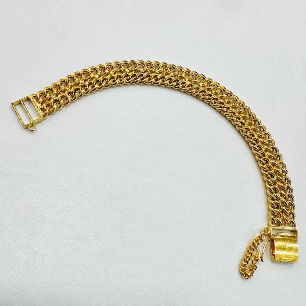 22k / 916 Gold Double Row Fish bone Bracelet with box lock - 22k gold 22k gold bracelet 916 gold Bracelets