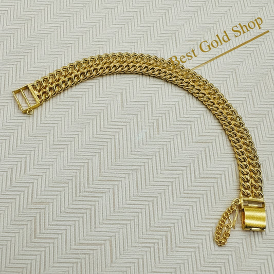 22k / 916 Gold Double Row Fish bone Bracelet with box lock - Best Gold Shop 22k gold 22k gold bracelet 916 gold Bracelets
