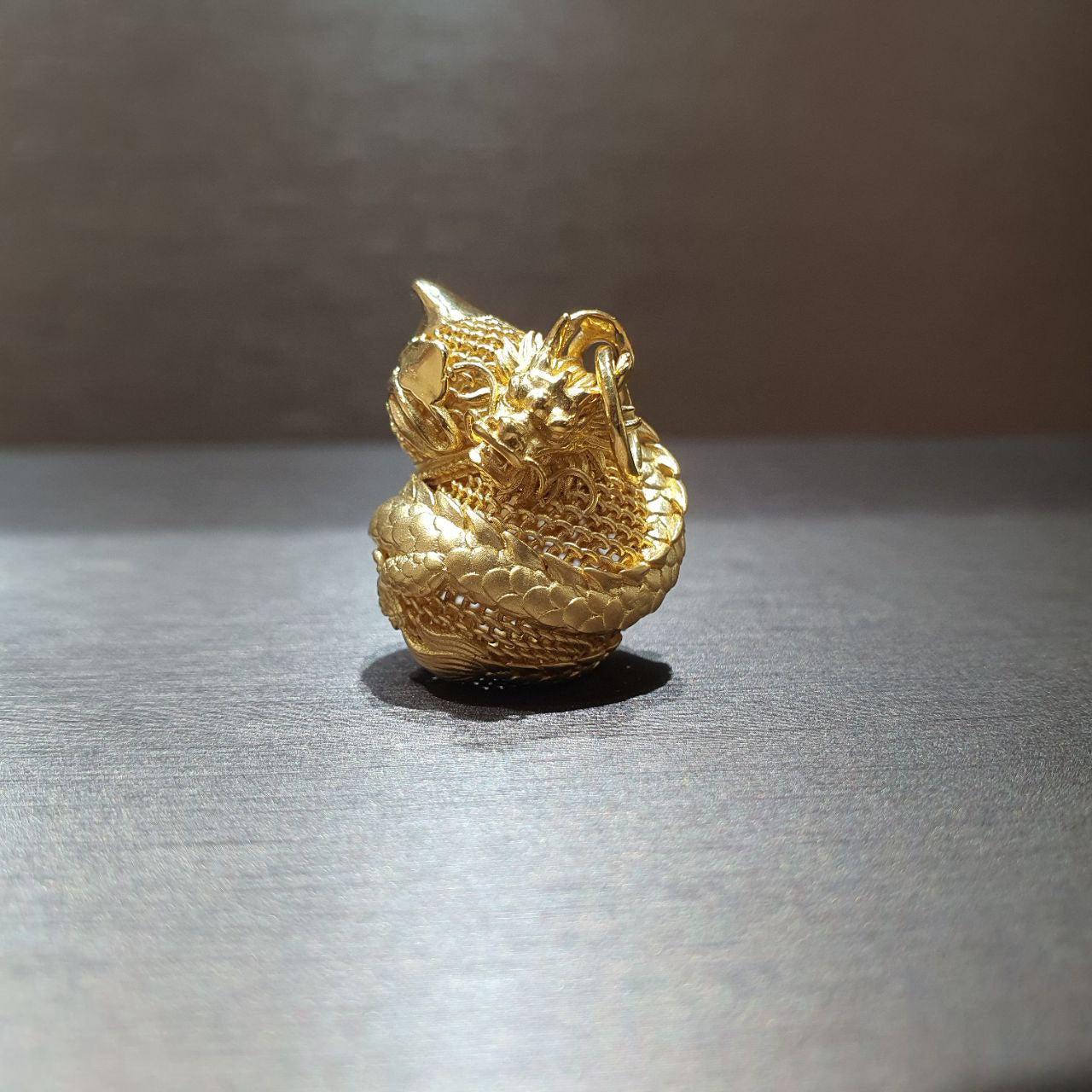 22K / 916 Gold Dragon Hulu Pendant nice finish-Charms & Pendants-Best Gold Shop