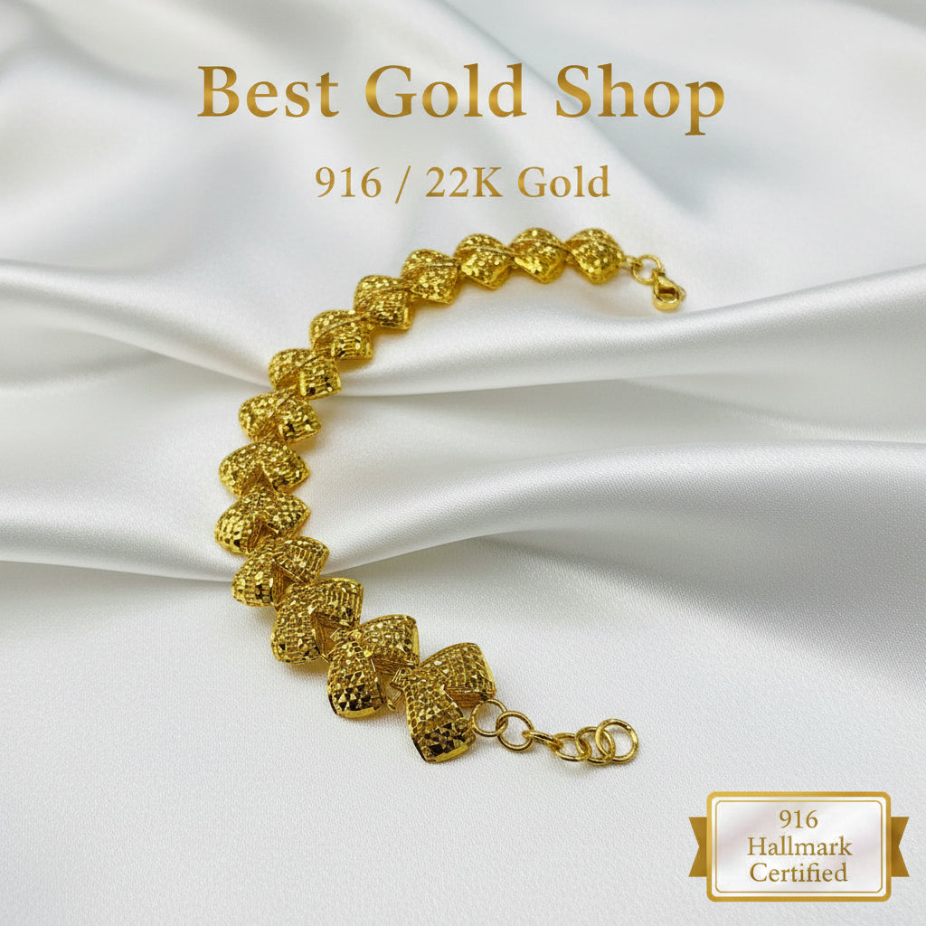 22K / 916 Gold Fancy Fan Design Bracelet Shiny Elegant