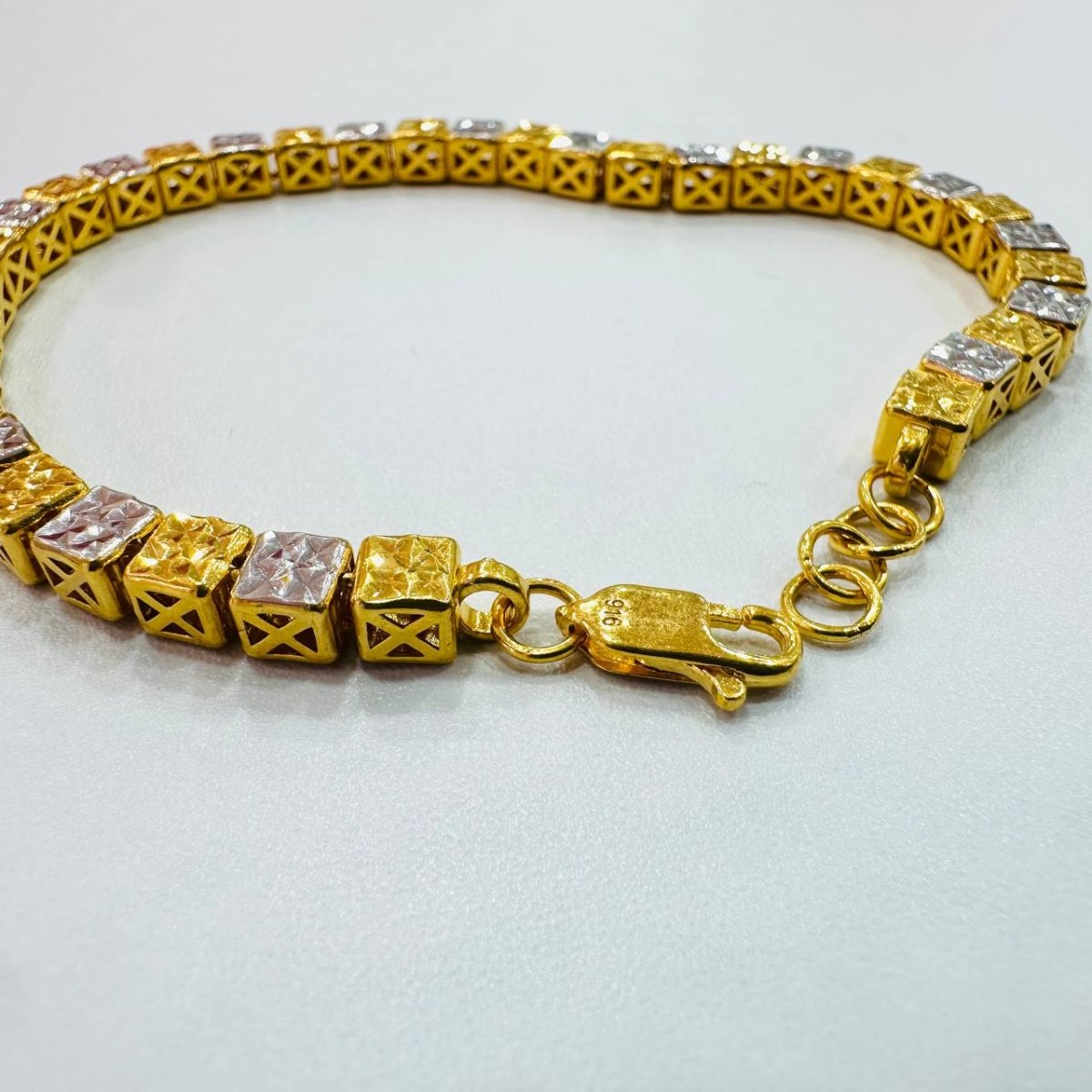 22k / 916 Gold Full Cube Bracelet Special Design Dual Tone - 22k gold 22k gold bracelet 916 gold Bracelets
