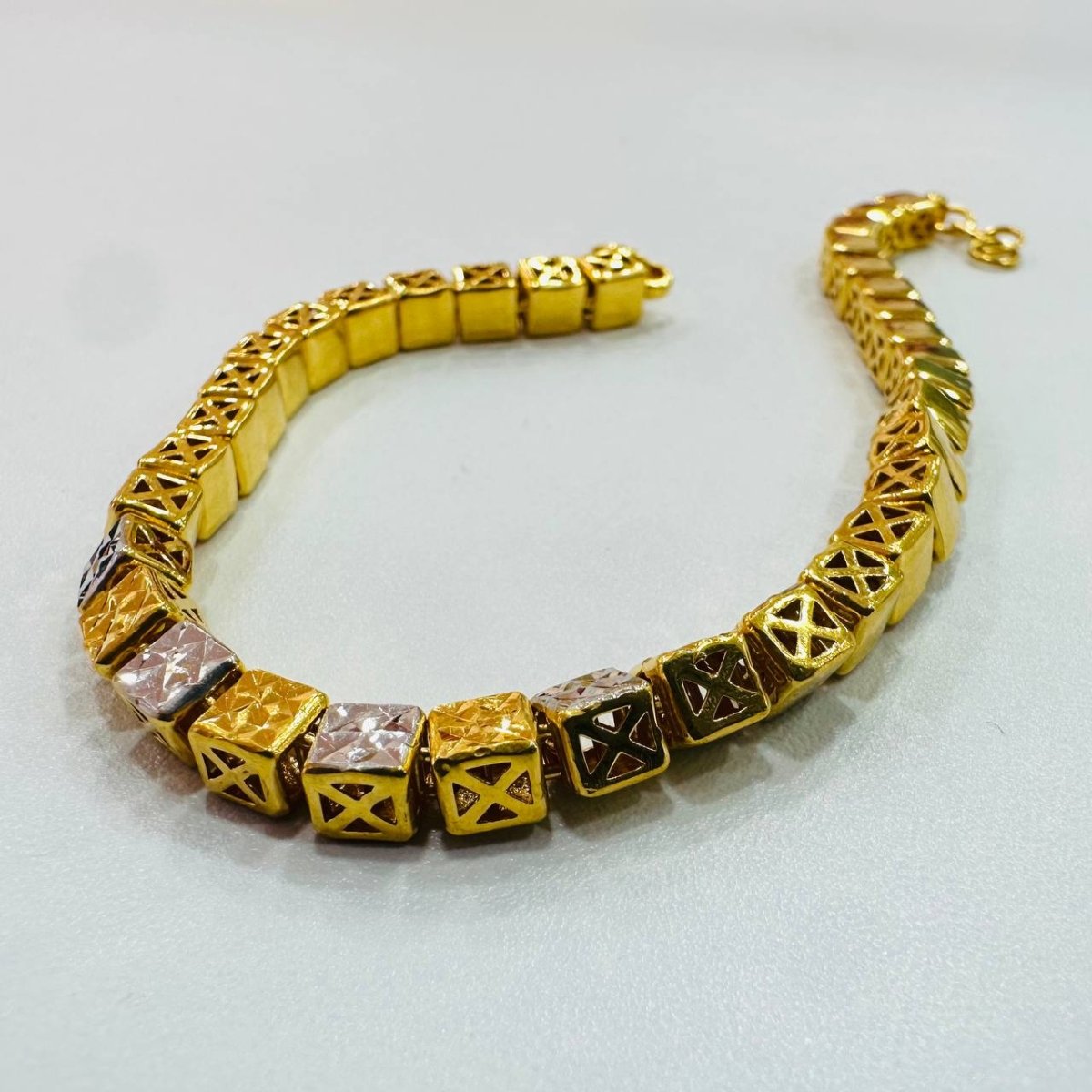 22k / 916 Gold Full Cube Bracelet Special Design Dual Tone - 22k gold 22k gold bracelet 916 gold Bracelets