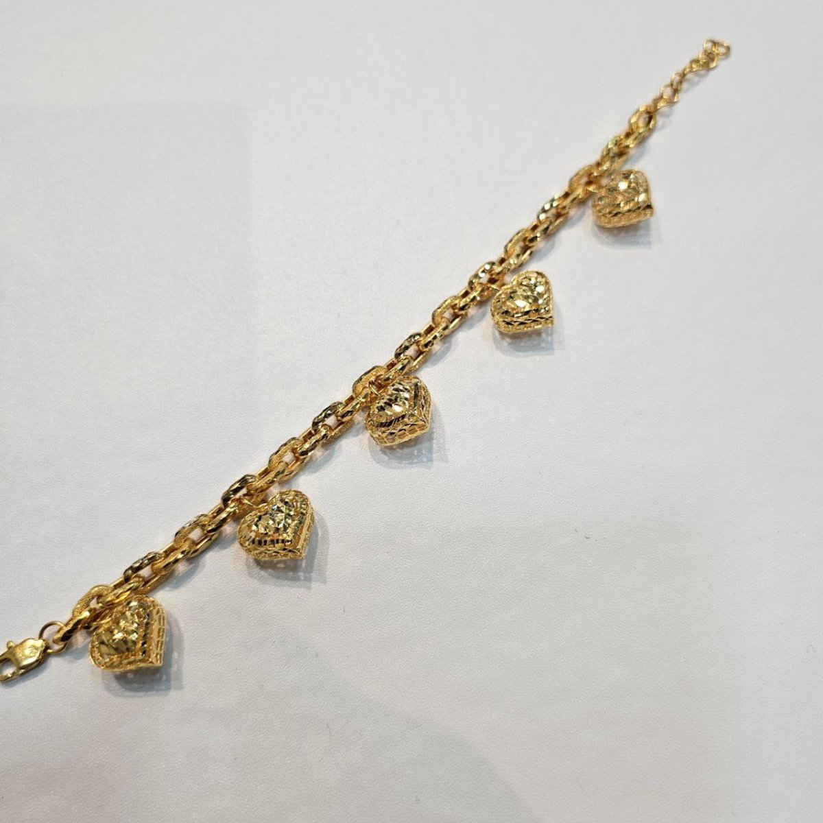 22k / 916 Gold Golden Heart Charm Bracelet - Best Gold Shop 22k gold 22k gold bracelet 916 gold Bracelets