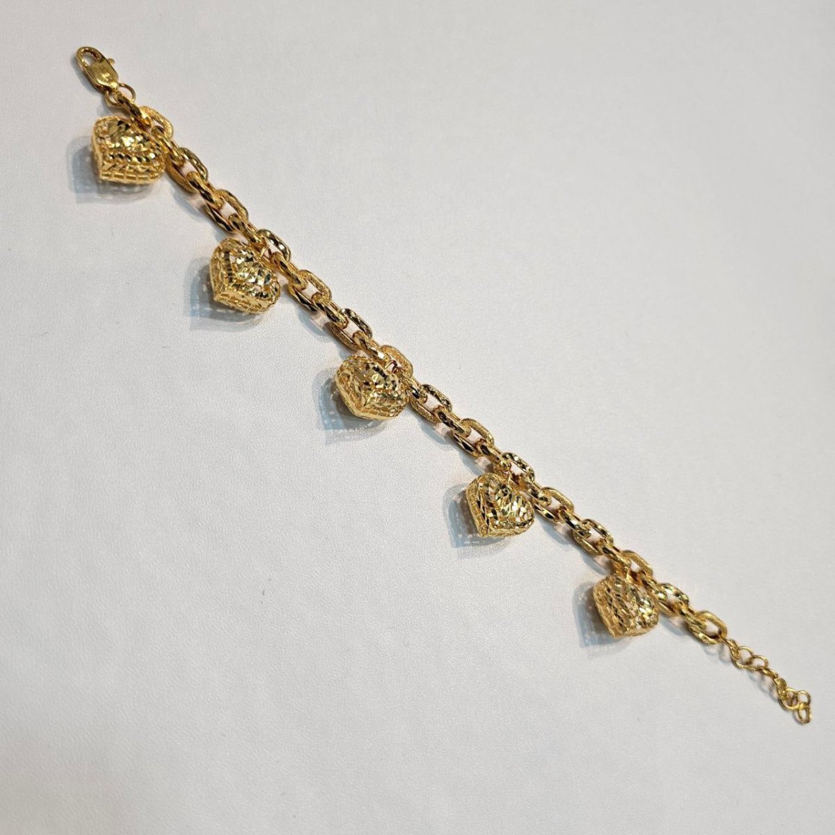 22k / 916 Gold Golden Heart Charm Bracelet - Best Gold Shop 22k gold 22k gold bracelet 916 gold Bracelets