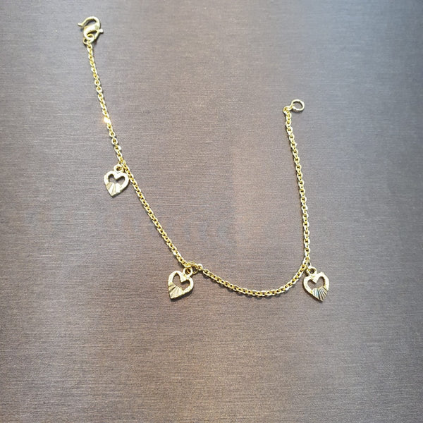 22k / 916 Gold Golden Heart Charm Bracelet - Best Gold Shop 22k gold 22k gold bracelet 916 gold Bracelets