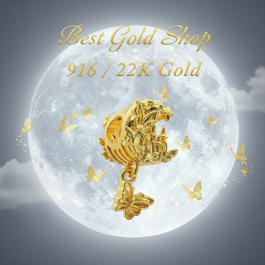 22k / 916 Gold Graceful Moon Design Charm Version 2 - 22k gold 22k Gold Charms 22k gold pendant Charms & Pendants