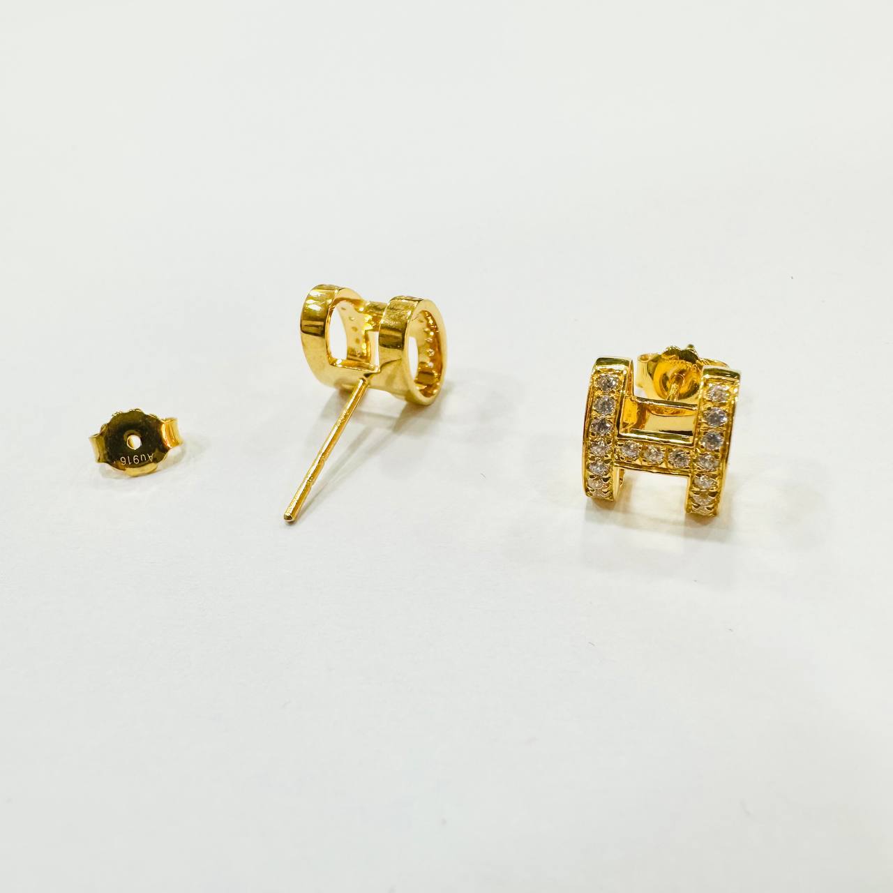 22k / 916 Gold H Design Earring Bigger-Earrings-Best Gold Shop