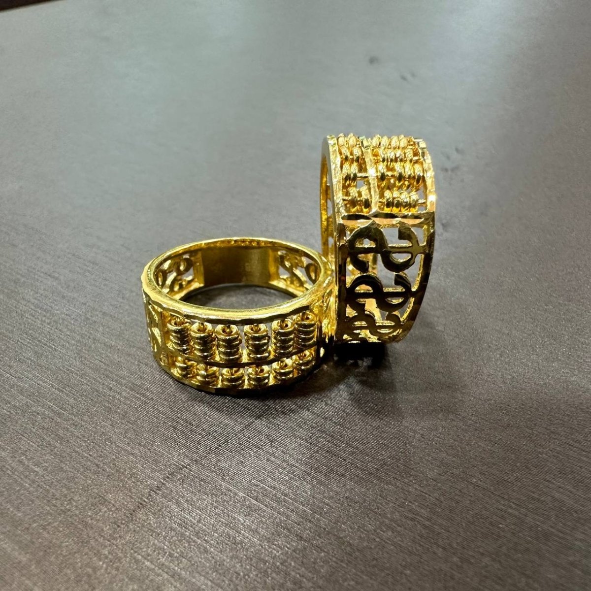 22k / 916 Gold Half Abacus with Dollar sign Ring - Best Gold Shop 22k gold 22k gold ring 916 gold Rings