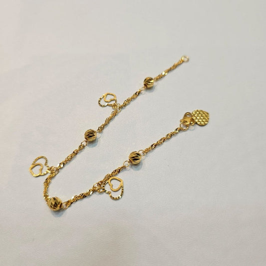 22k / 916 Gold Heart Charm Bracelet - Best Gold Shop 22k gold 22k gold bracelet 916 gold Bracelets