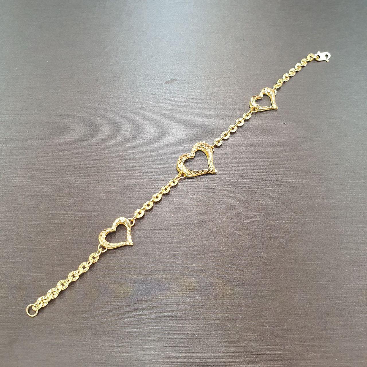 22K / 916 Gold Heart shiny bracelet-Bracelets-Best Gold Shop