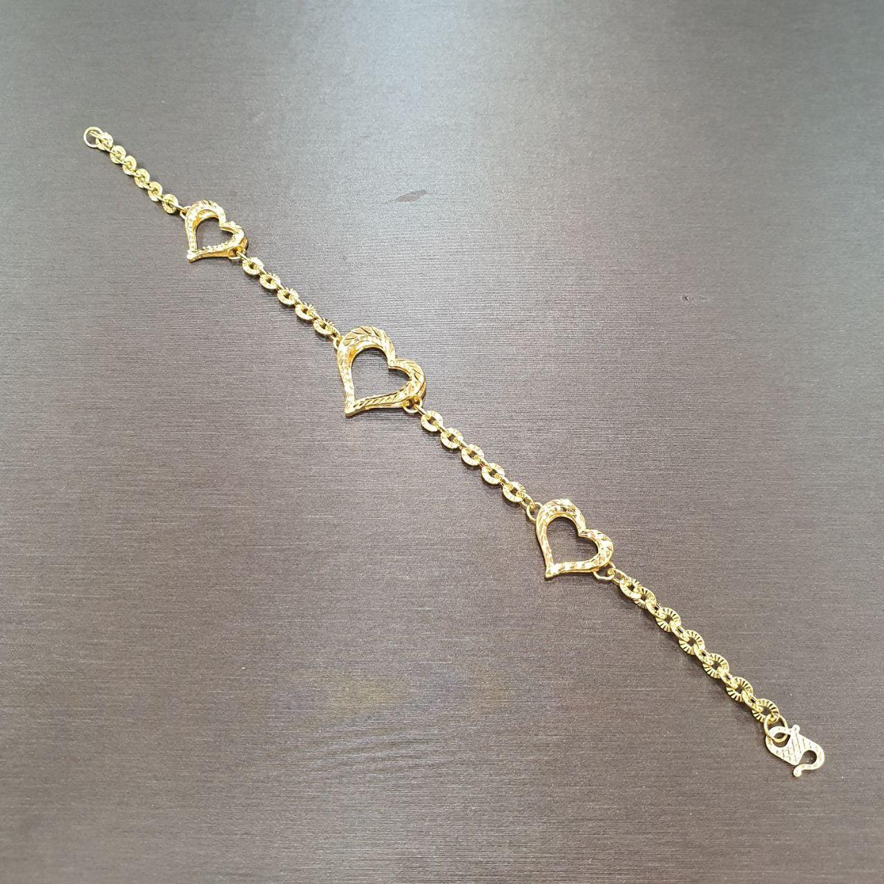 22K / 916 Gold Heart shiny bracelet-Bracelets-Best Gold Shop