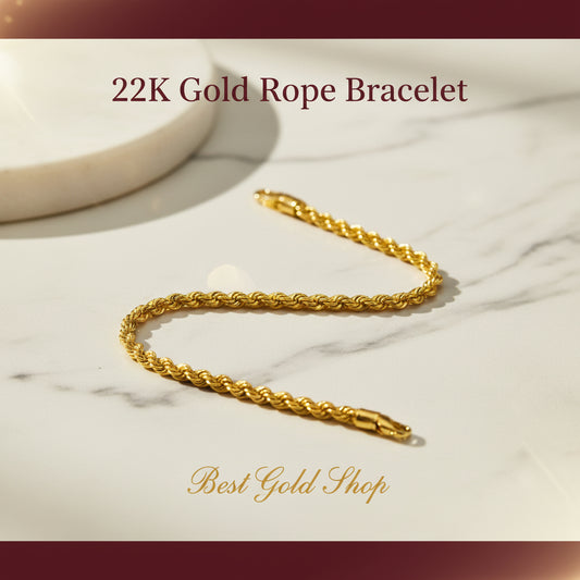 22k / 916 Gold Hollow Rope Bracelet by Best Gold Shop - Best Gold Shop 22k gold 22k gold bracelet 916 gold Bracelets