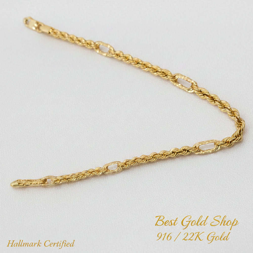 22k / 916 Gold Hollow Rope C design Bracelet by Best Gold ShopBraceletsBest Gold Shop