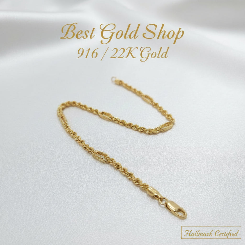 22k / 916 Gold Hollow Rope C design Bracelet by Best Gold ShopBraceletsBest Gold Shop
