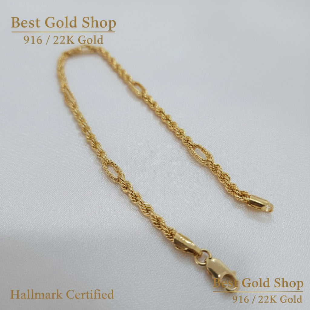 22k / 916 Gold Hollow Rope C design Bracelet by Best Gold ShopBraceletsBest Gold Shop