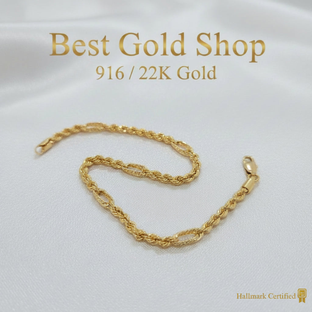 22k / 916 Gold Hollow Rope C design Bracelet by Best Gold ShopBraceletsBest Gold Shop