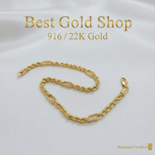 22k / 916 Gold Hollow Rope C design Bracelet by Best Gold ShopBraceletsBest Gold Shop