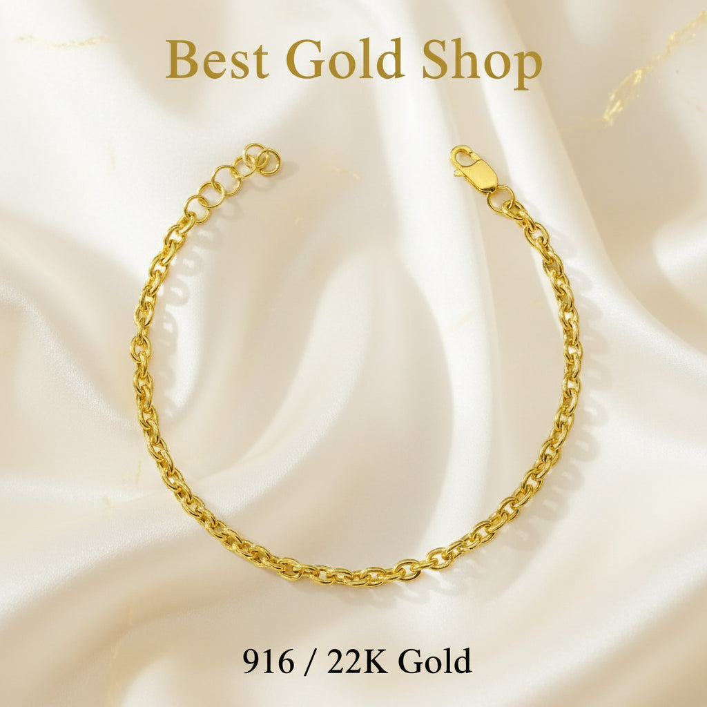 916 Gold hollow Wan Zi link bracelet