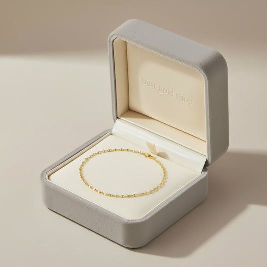 22k / 916 Gold Ingot Design Shiny Anklet Slim and elegant - Best Gold Shop 22k gold 22k gold anklet 916 gold anklet