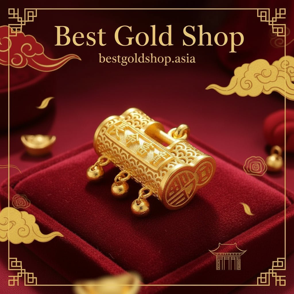 22k / 916 Gold Lock Dangling Ball Pendant - 22k gold 22k gold pendant 916 gold Charms & Pendants