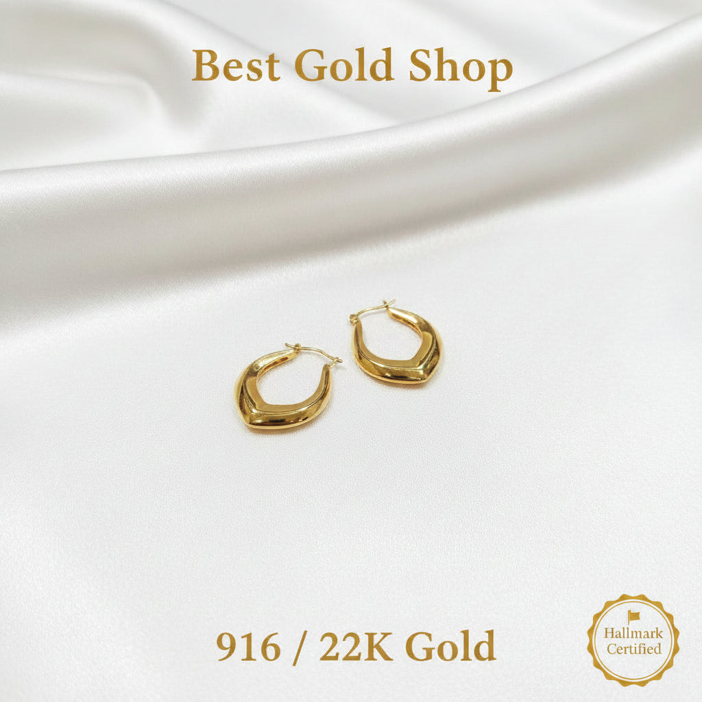 916 gold high-polish loop earrings — gallery view 6