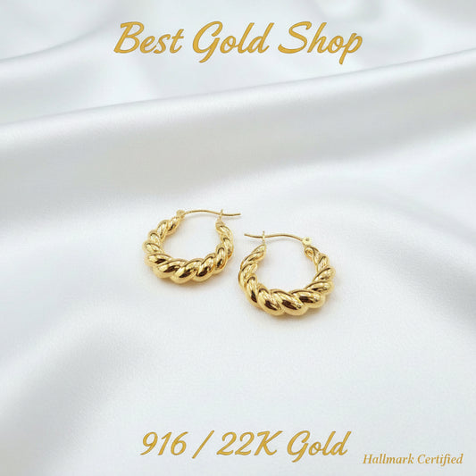 22k / 916 Gold Loop Earring High Polish by Best Gold ShopEarringsBest Gold Shop