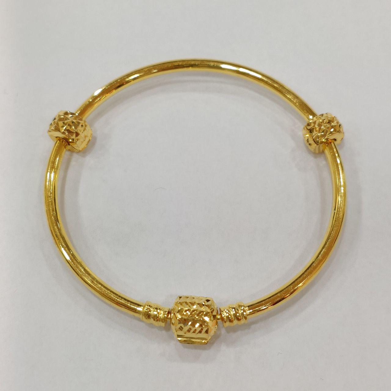 22K / 916 Gold Oval Lock Charm Bangle with stopper-916 gold-Best Gold Shop