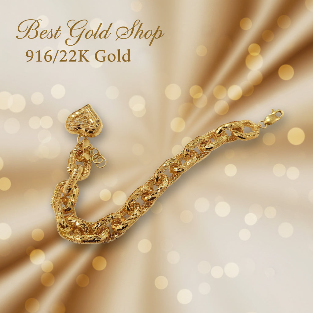 22k / 916 Gold Regal Link Charm by Best Gold ShopBraceletsBest Gold Shop