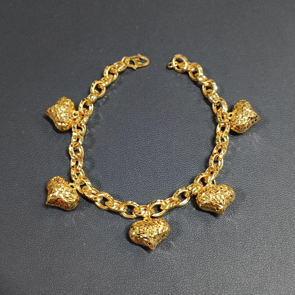 22k / 916 Gold Ring Dangling heart bracelet-Bracelets-Best Gold Shop