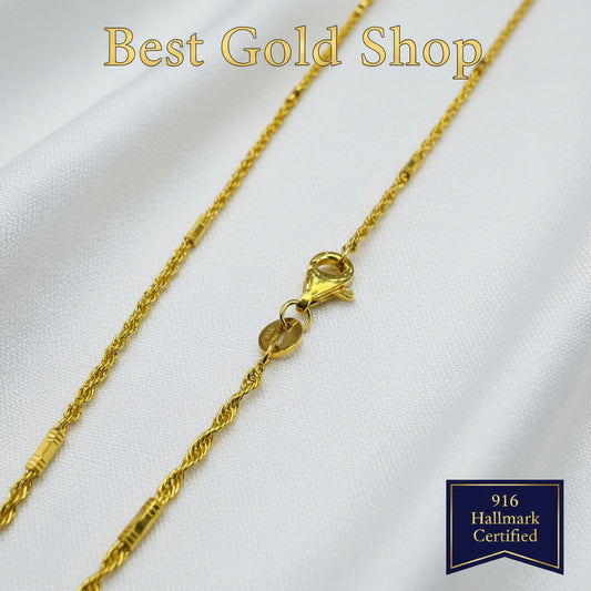 22k/ 916 Gold Rope and Bar Necklace by Best Gold ShopNecklacesBest Gold Shop