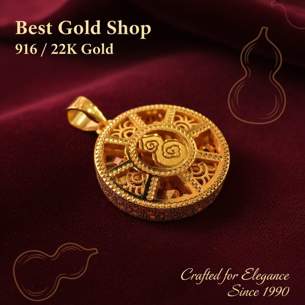 22k / 916 Gold Round Abacus Pendant - 22k gold 22k gold pendant 916 gold Charms & Pendants