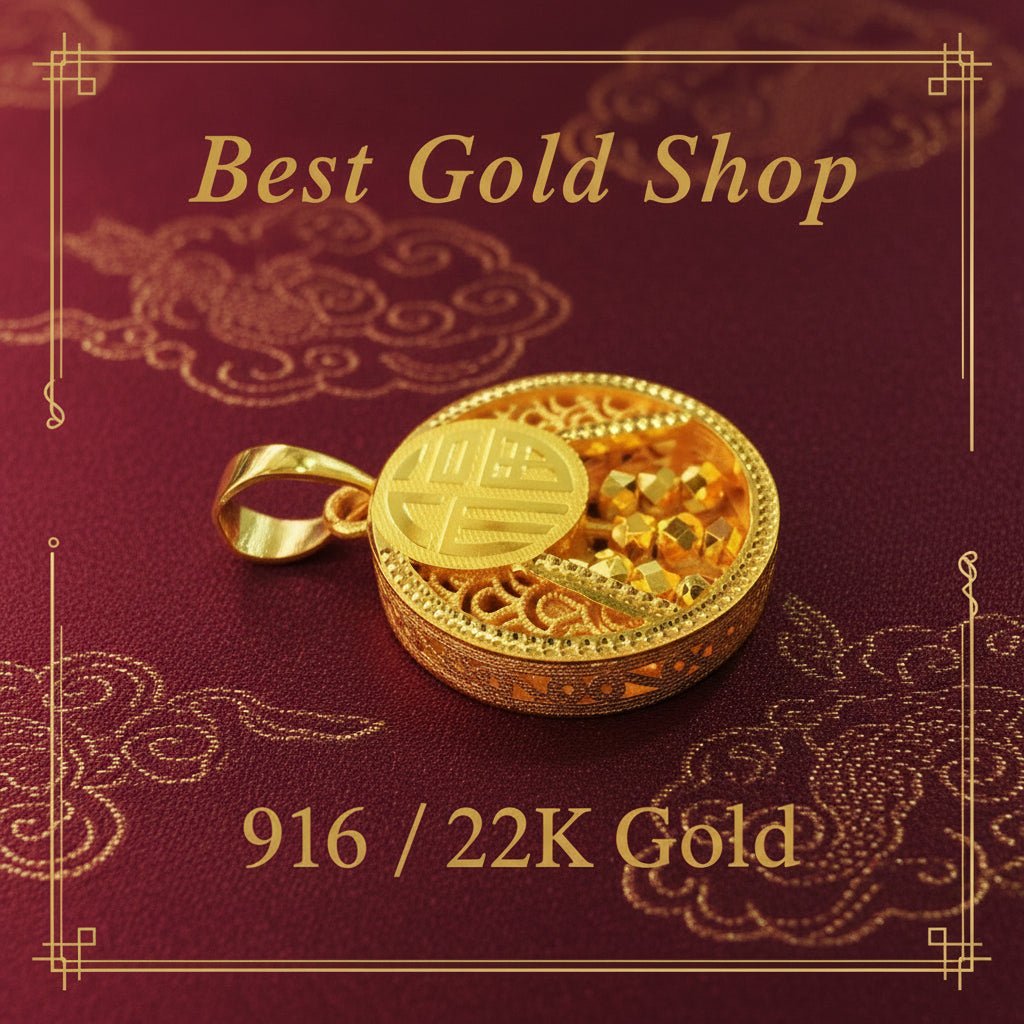 22k / 916 Gold Round Fortune Abacus Pendant - 22k gold 22k gold pendant 916 gold Charms & Pendants