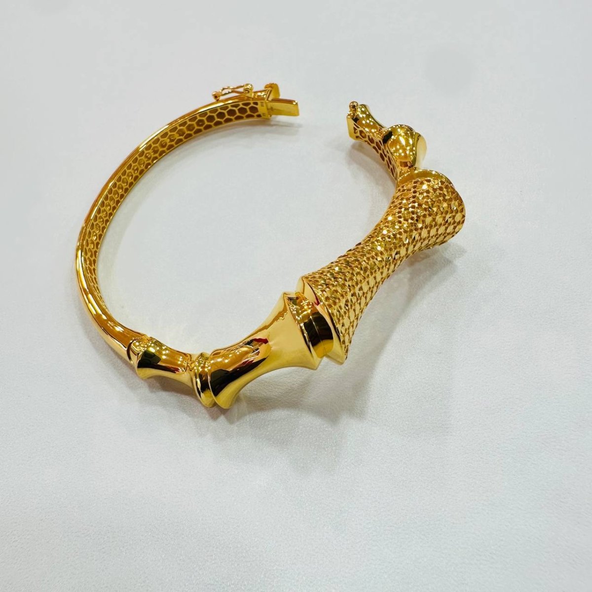 22K / 916 Gold Sculpted Bamboo Bangle – Bold Artistic Design - 22k gold 22k gold bangle 916 gold Bracelets