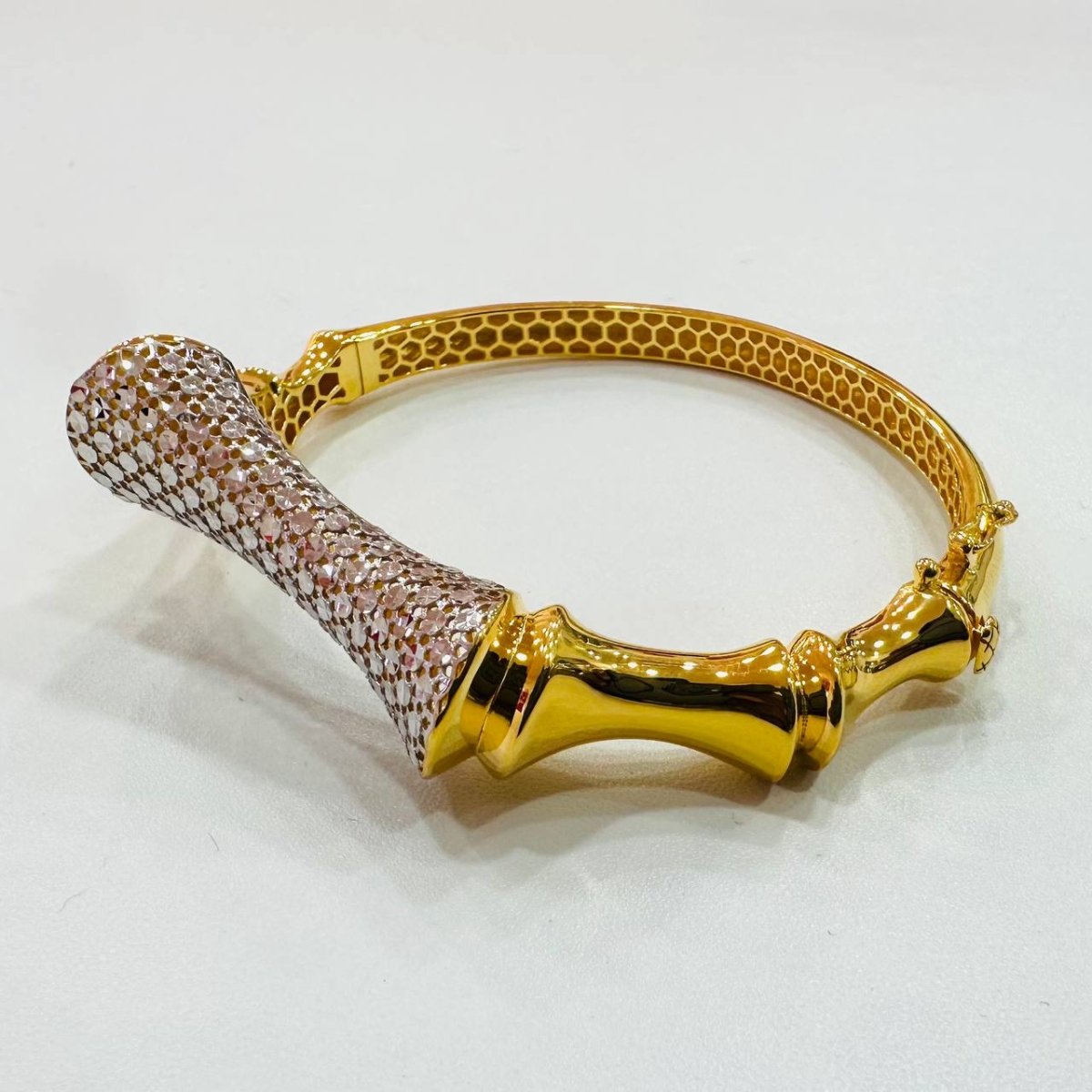 22K / 916 Gold Sculpted Bamboo Bangle – Bold Artistic Design - 22k gold 22k gold bangle 916 gold Bracelets