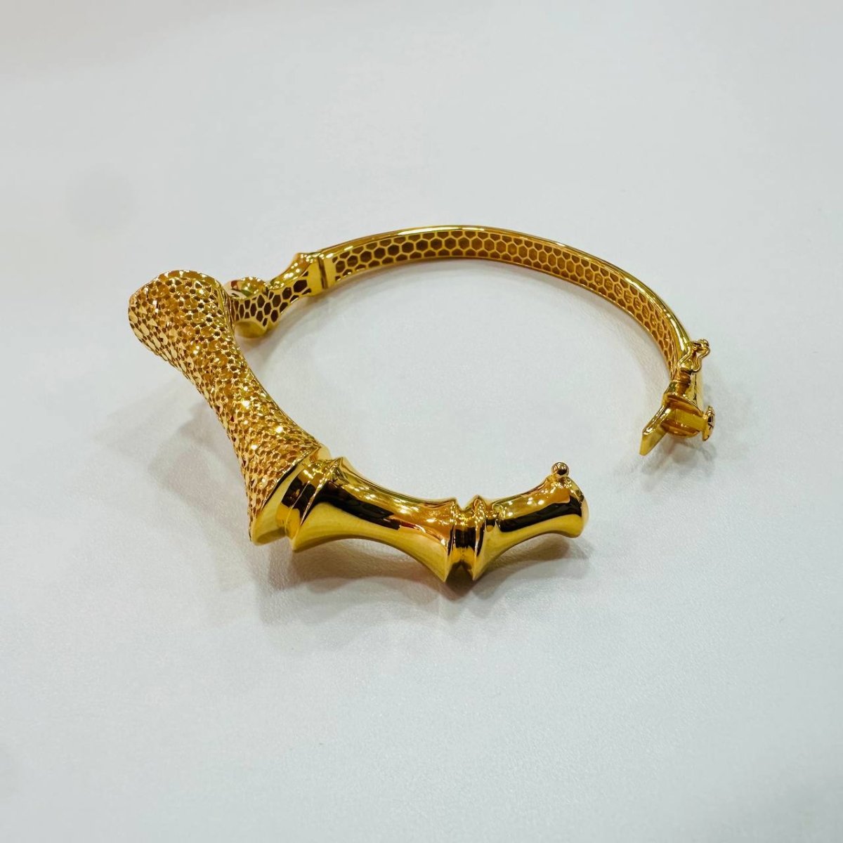 22K / 916 Gold Sculpted Bamboo Bangle – Bold Artistic Design - 22k gold 22k gold bangle 916 gold Bracelets