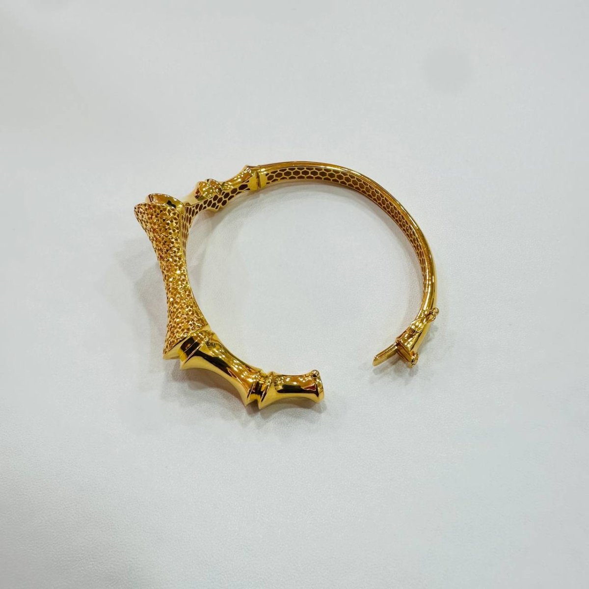 22K / 916 Gold Sculpted Bamboo Bangle – Bold Artistic Design - 22k gold 22k gold bangle 916 gold Bracelets