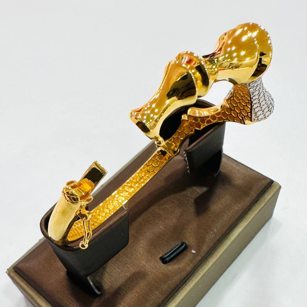 22K / 916 Gold Sculpted Bamboo Bangle – Bold Artistic Design - 22k gold 22k gold bangle 916 gold Bracelets