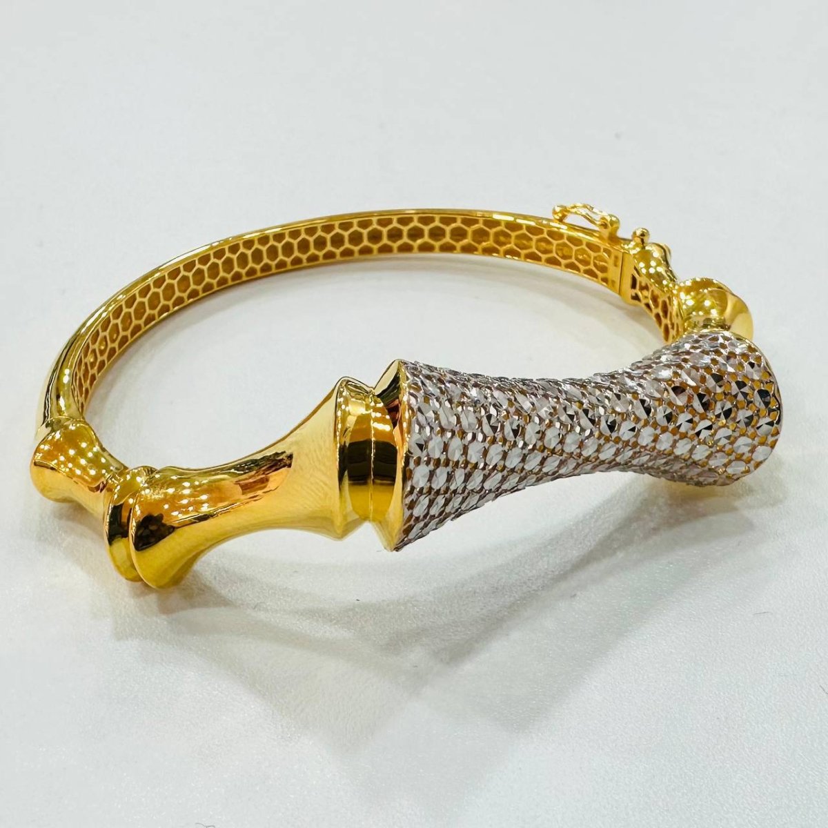 22K / 916 Gold Sculpted Bamboo Bangle – Bold Artistic Design - 22k gold 22k gold bangle 916 gold Bracelets