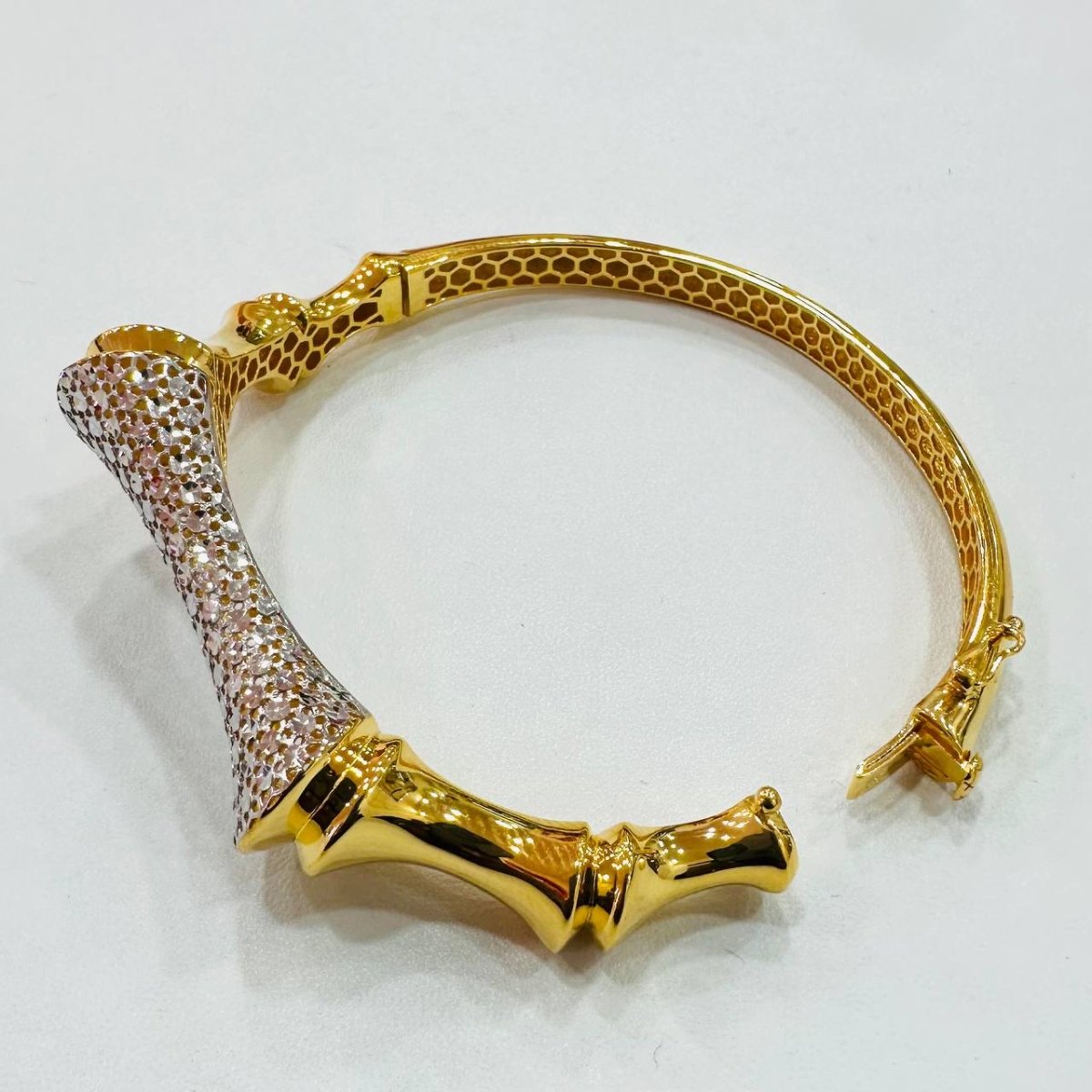 22K / 916 Gold Sculpted Bamboo Bangle – Bold Artistic Design - 22k gold 22k gold bangle 916 gold Bracelets