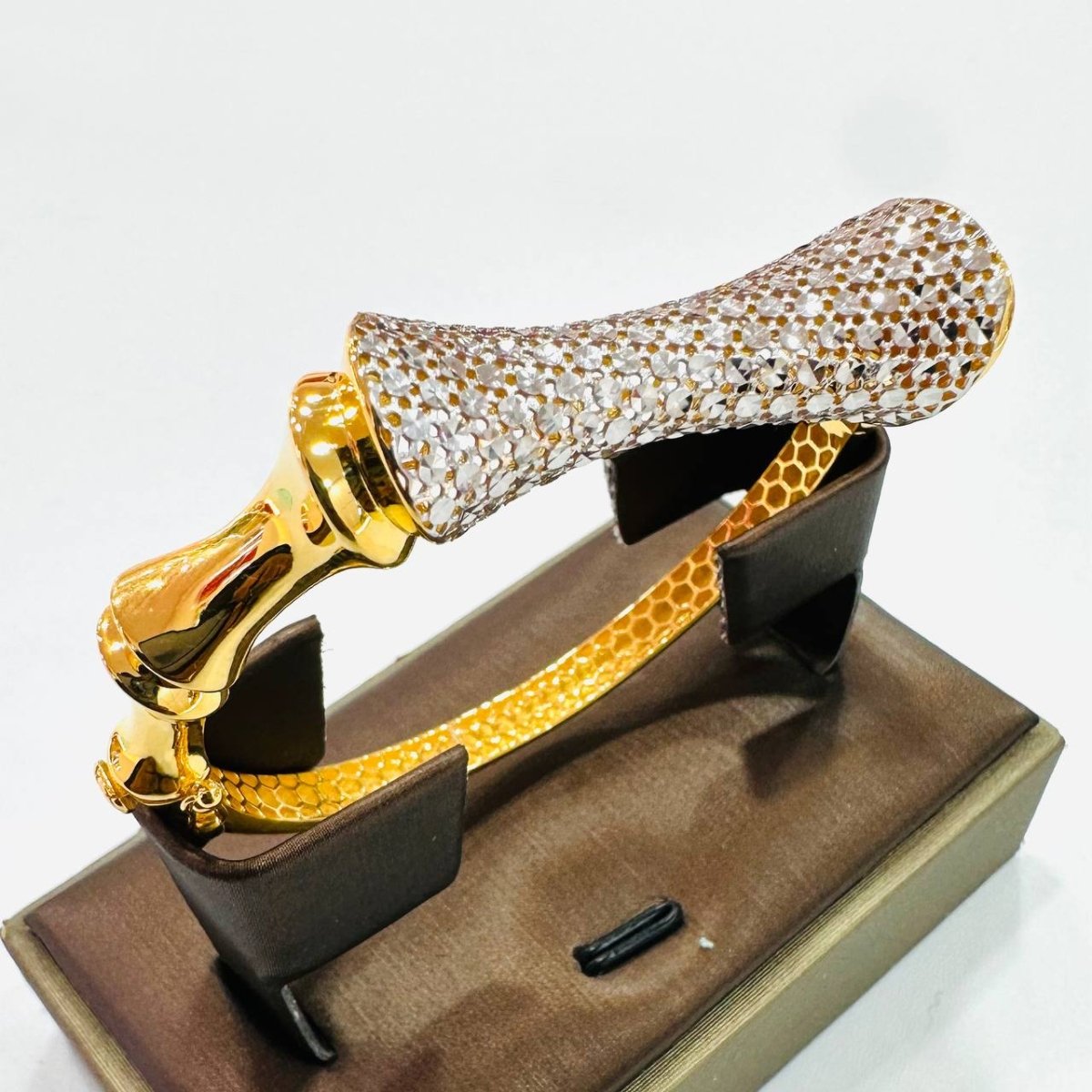 22K / 916 Gold Sculpted Bamboo Bangle – Bold Artistic Design - 22k gold 22k gold bangle 916 gold Bracelets