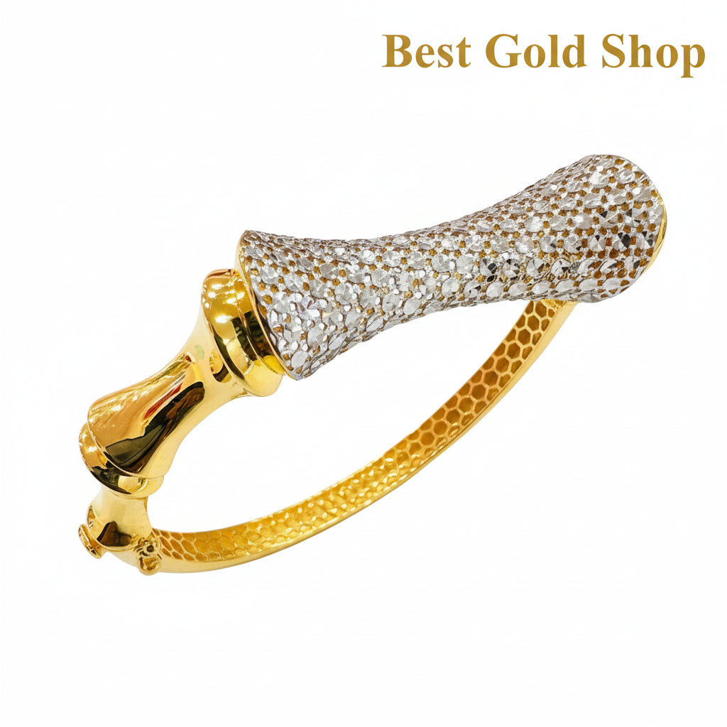 22K / 916 Gold Sculpted Bamboo Bangle – Bold Artistic DesignBraceletsBest Gold Shop