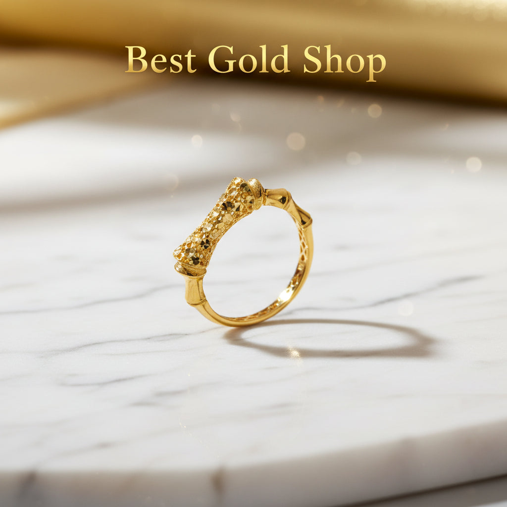 22K / 916 Gold Sculpted Bamboo Rings – Bold Artistic Design - 22k gold 22k gold ring 916 gold Rings
